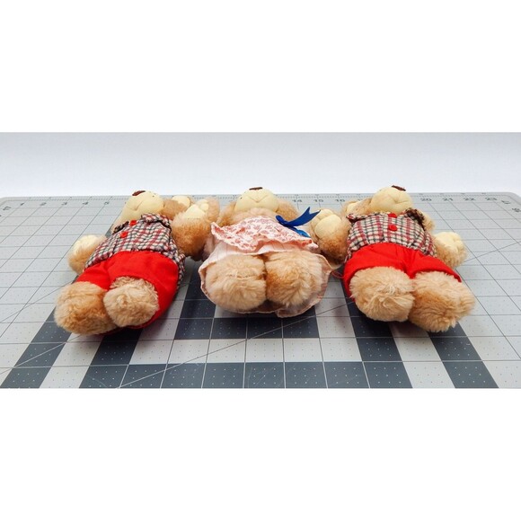 Furskin Bear Plush Stuffed Wendy's Toy 1986 7 Inch Appalachian Artwork Lot/3 - Picture 7 of 8